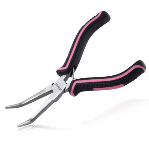 

LEONTOOL Bent Nose Pliers, Bent Type, Needle Remover, Mini Bent Nose Pliers, Extra Fine Long Tip, Tweezers, No Groove, Spring-Loaded, Multi-Function,
