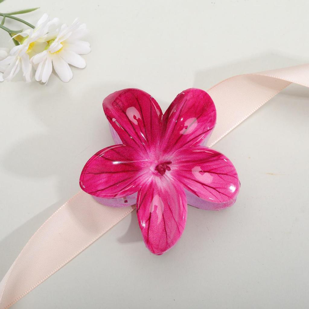 Retro Plumeria Flower Hair Clip for Girls - Cross-Border Sweet Accessory, Five-Petal Design, Perfect for Updos.