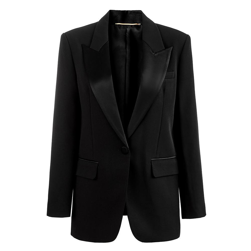 Nanyou Women's High-End Acetate Blazer - Spring/Summer 2025 Loose Fit, Drapey Patchwork Design