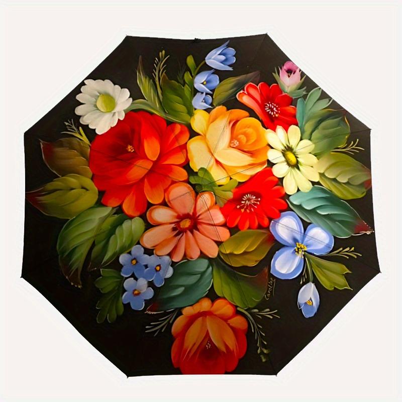 

1pc Colorful Flowers Automatic Open/close Folding Umbrella, Compact Portable Travel Umbrella,Durable Construction yy250814133