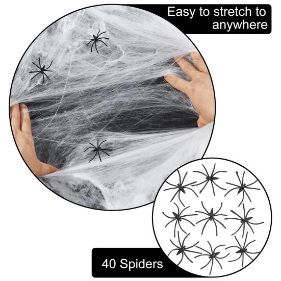 Luminous Spider Webs Halloween Decoration Super Stretch Cobwebs Decoration with Fake Spiders for Parties Haunted Houses