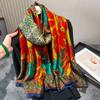 Luxury Print Silk Scarf Women'S 180*90Cm Design Polyester Material Smooth Long Scarf Spring And Autumn Soft Shawl Beach Scarf