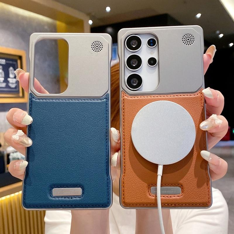 Leather Aromatherapy Borderless Magnetic Case For Samsung Galaxy S24 S23 S22 S25 Ultra Plus For Magesafe Wireless Charge Cover