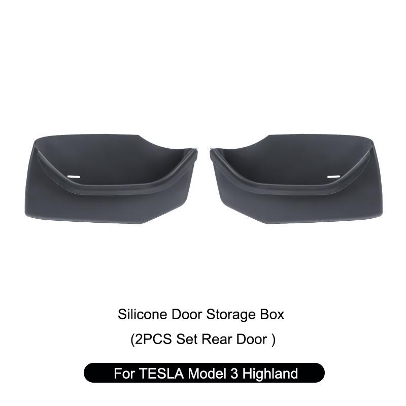 For Tesla Model 3/Y -2024 Front Rear Door Side Storage Box Door Handle Armrest Tray Organizer Door Side Water Proof Storage