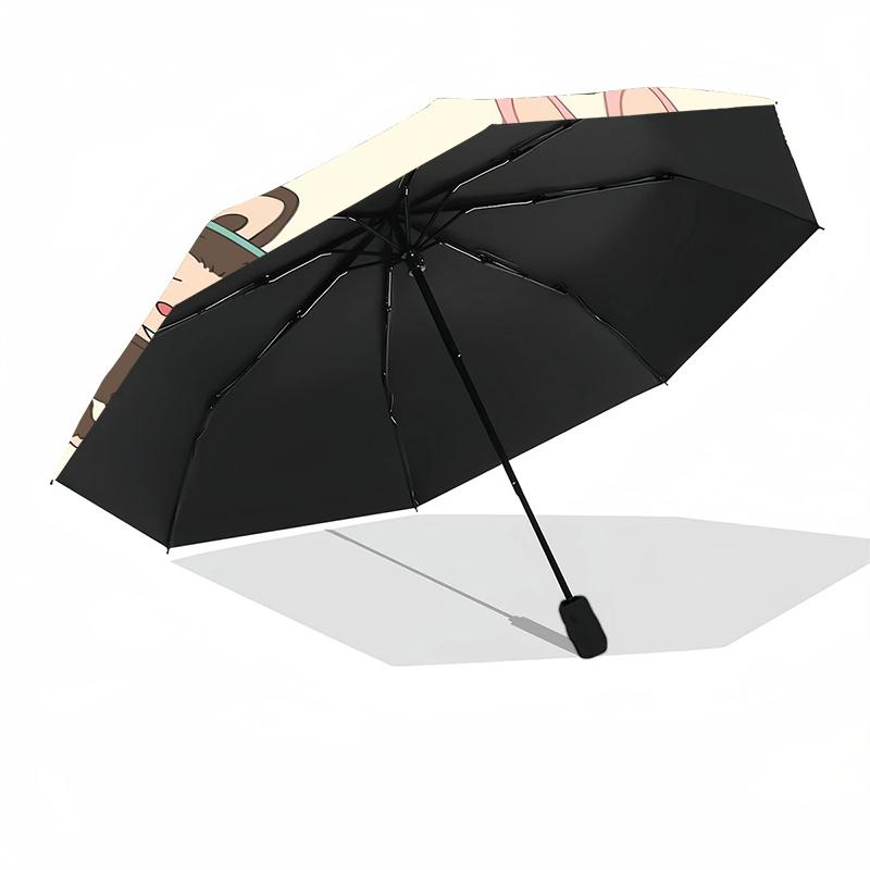 1pc Sturdy 8-Bone Auto Umbrella, LABUBU Umbrella, Digital Printed, Foldable Umbrella for On-the-Go Outdoor Use