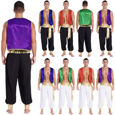 Disfraz de Cosplay de Príncipe Árabe para Hombre, Chaleco sin Mangas con Pantalones Largos