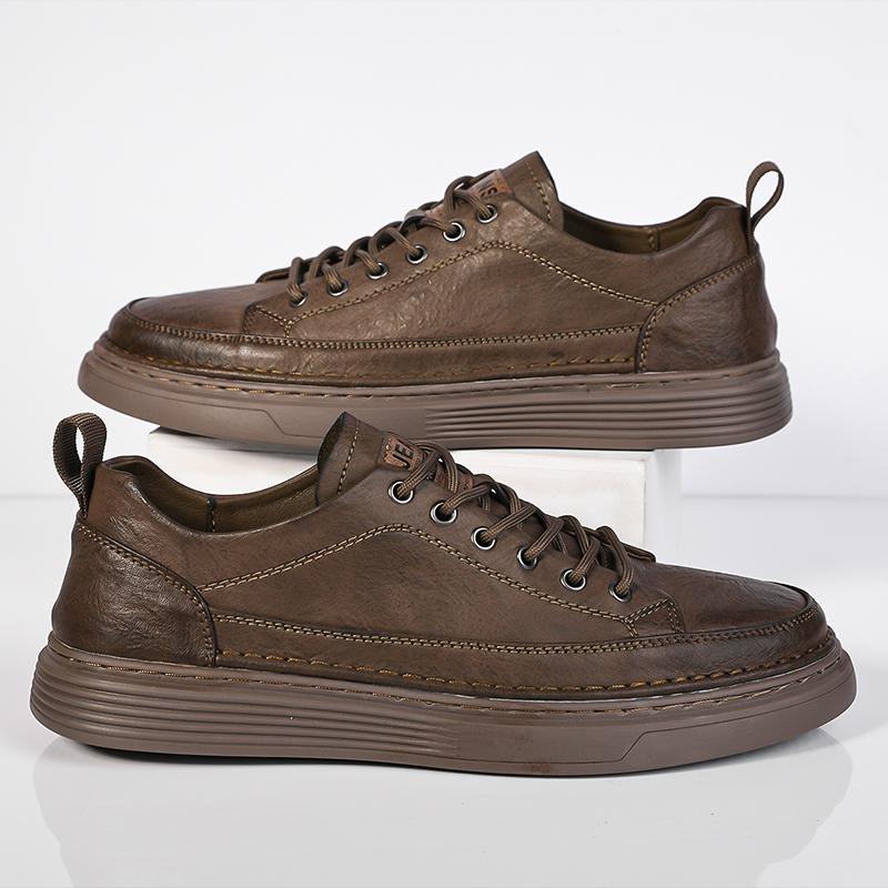 Mens Casual Shoes Fashion Breathable White Shoes High Quality Leather Skate Shoes Luxury Brand Lace Up Handmade Designer Shoes