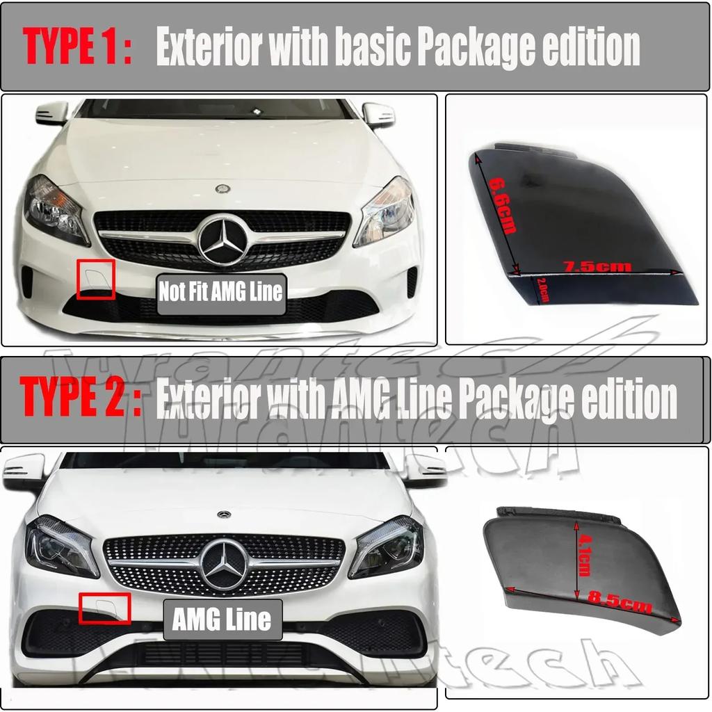 GMO3 Front Tow Cover for 16-19 Mercedes-Benz A Class W176 FL Fit A160 A180 A200 A220 A250 bumper Hook Towing Eye Cap