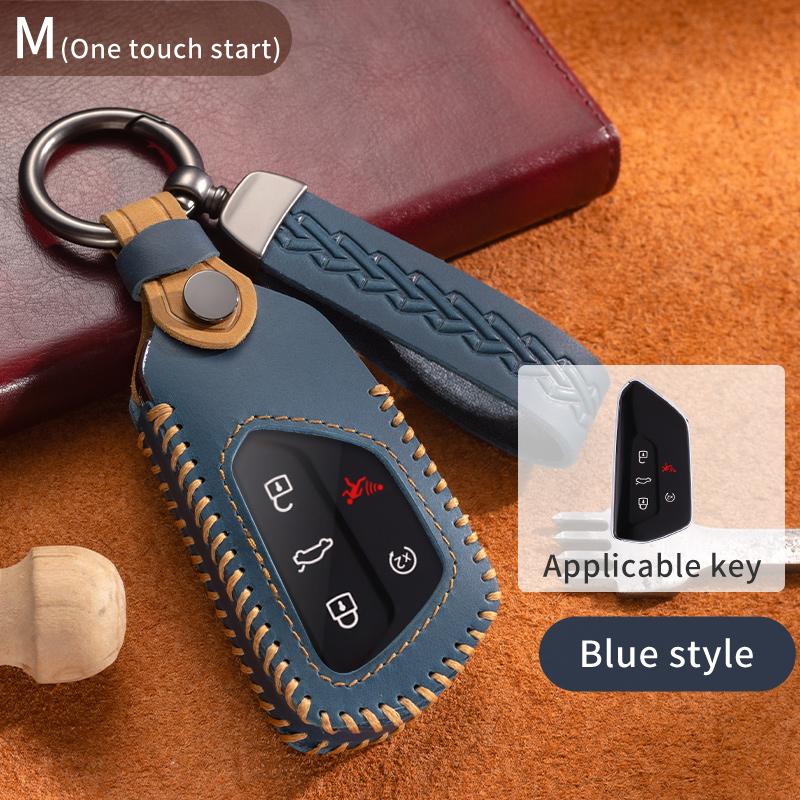 Autoschlüsselanhänger Hülle Leder Schlüsselabdeckung Smart Remote Protector für Volkswagen VW ID.4 ID.3 MK8 Golf GTI Seat Leon MK4