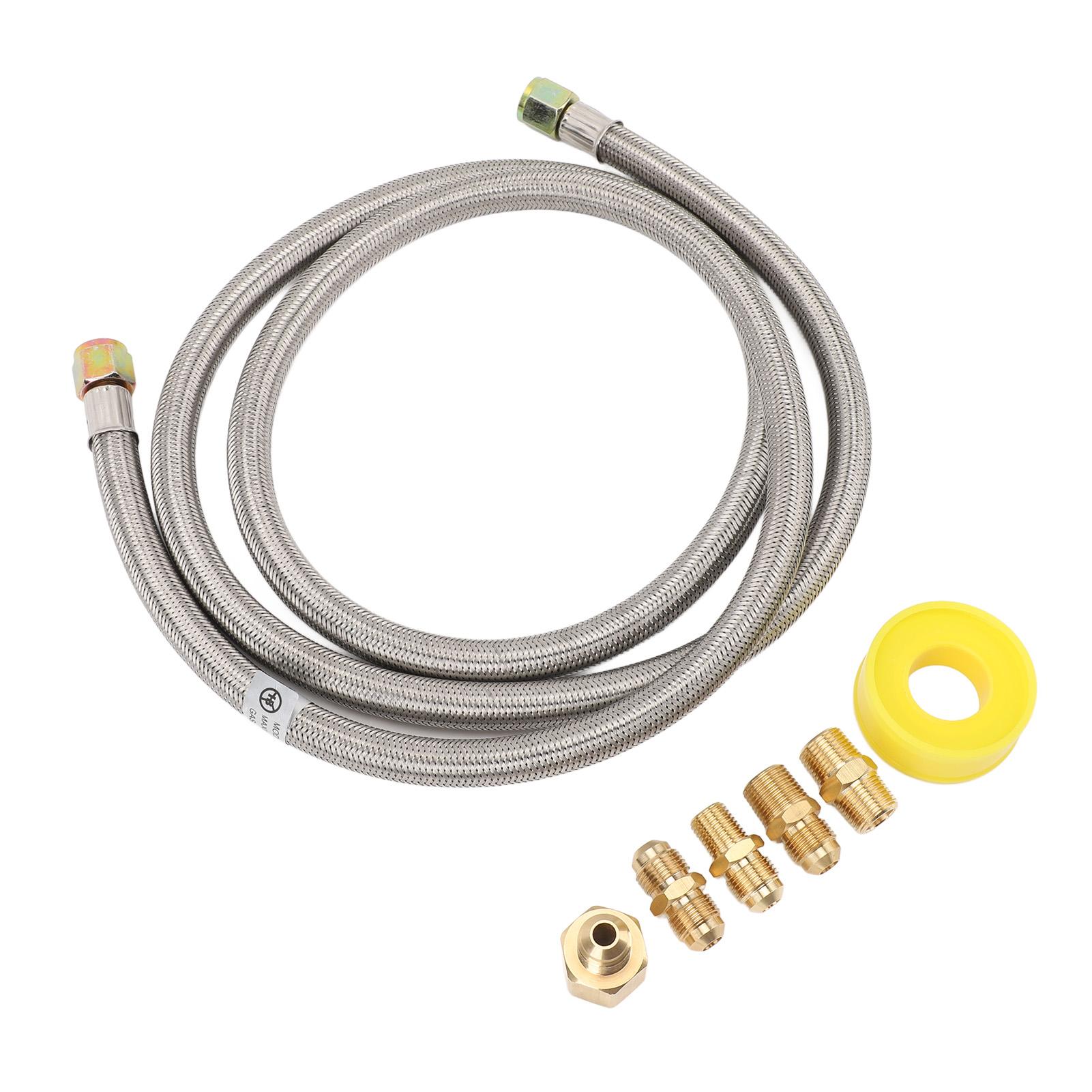 

7 шт. 6-футовых удлинителей шланга для автодома с быстроразъемными фитингами, гибкий удлинитель шланга для автодома из нержавеющей стали, устойчивый к давлению