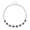 Simple Alloy Rhinestone Jewelry Square Black Necklace Earrings Hand Chain Geometric Women's Fashion Jewelry Bride