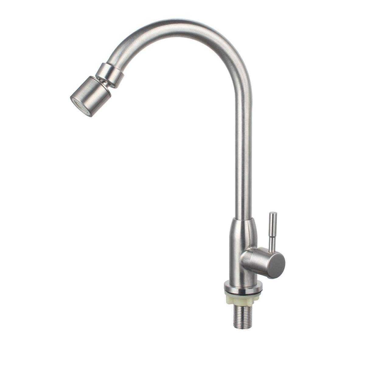 

UMANYI Kitchen Single Lever Swivel Aerated Shower Stainless 60cm Hose SSDL07 Faucet, Faucet, Water-Saving, (360° Rotation), Spray, Function, Steel,