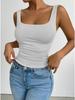 Square Neck  Knit Tank Top Crop Tops Women Summer Camis Solid Color Camisole Fashion SportsTube Female Sleeveless Cropped Y2K Girl Clothes