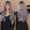 Professional  Loose Long Body Wavy Orange Wig for Women Daily Use Fashion Synthetic LightOrange Curly Hair Wigs with Bangs High Density 28Inch