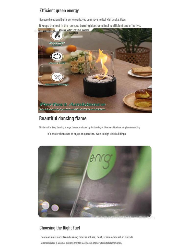 Portable Round Ethanol Fireplace: Small Indoor Tabletop Fire Stove for Bar Atmosphere