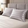 Bed Pillow Protector Striped Satin Pillowcase, Silky Smooth Cover, Gentle on Hair Soft & Skin, Glossy Solid Color Sham for Bedroom Decor, 30"x20"