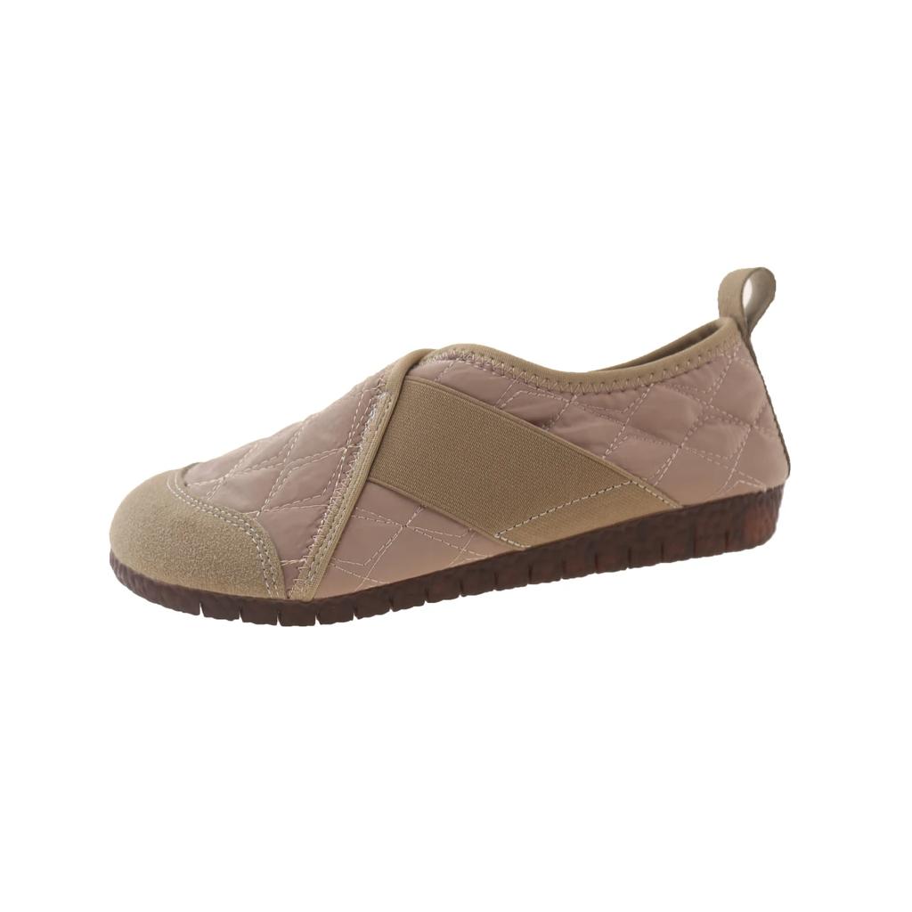 Women's Fashion Low Heel Cotton Shoes Winter New Round Head Deep Mouth Splicing Soft Sole Anti-slip Wear-resistant Low Top Shoes