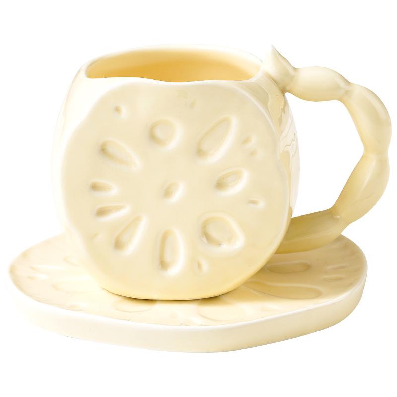 Caneca em Forma de Raiz de Lótus Caneca de Cerâmica Criativa Caneca Moderna para Chá da Tarde Latte Café Copo de Água para Escritório Utensílios para Bebidas Domésticos