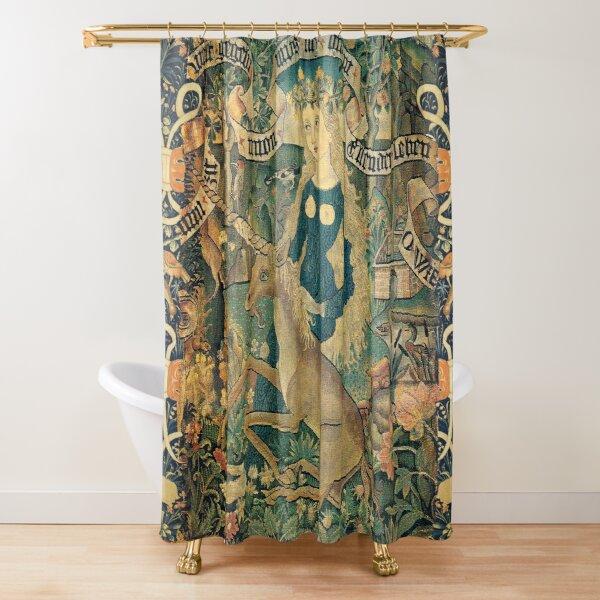 Medieval Deer Hunting Scene Shower Curtain Ladies and Dogs Antique Shower Curtain Animals Retro Vintage Bathroom Curtains Set