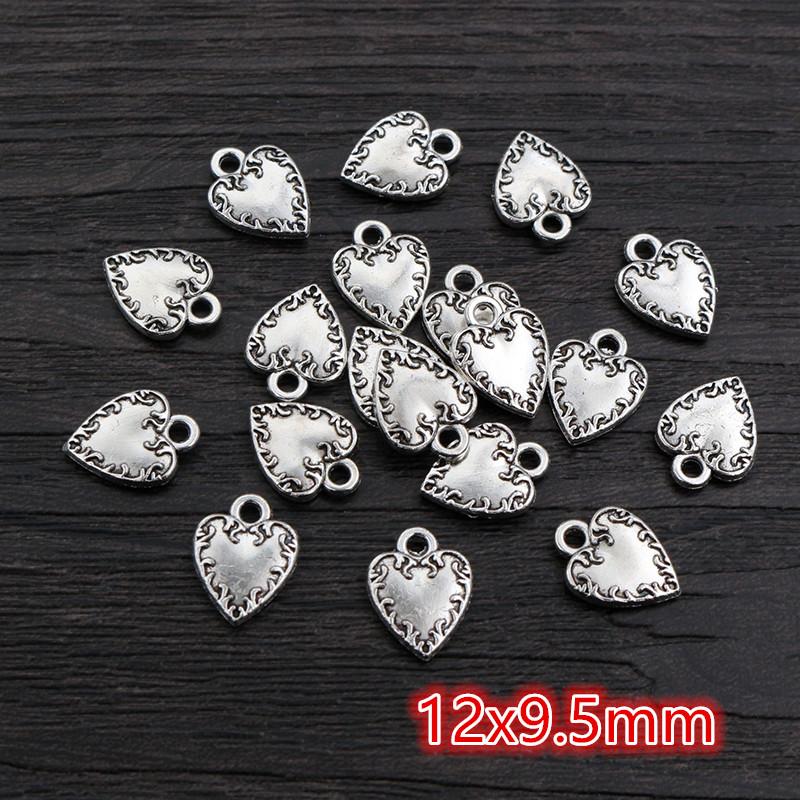 40pcs Antique Silver Plated Moon Heart Small Charms Pendant DIY Handmade Jewelry Findings for Bracelet Necklace Accessories