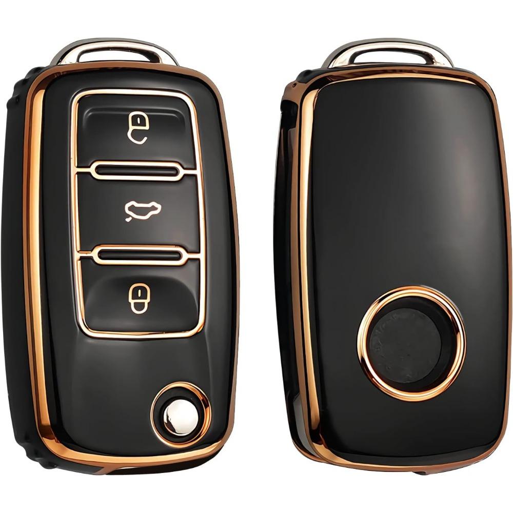 Volkswagen Schlüsselanhänger-Abdeckung, hochwertiger weicher TPU 360 Grad Schutz Schlüsselanhänger-Abdeckung Volkswagen Jetta Golf Polo MK6 Passat Tiguan Schlüsselanhänger