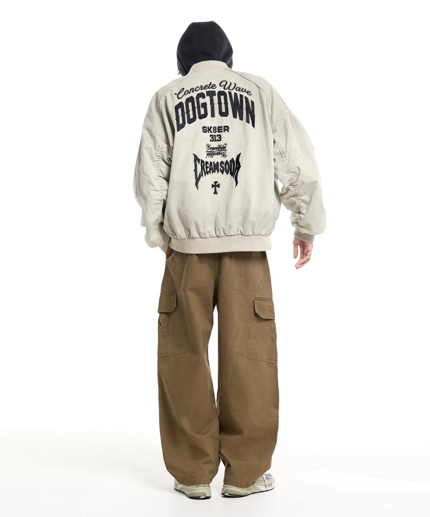 CREAM SODA LAB Diagonal Cut Field Parachute Cargo Pants Beige