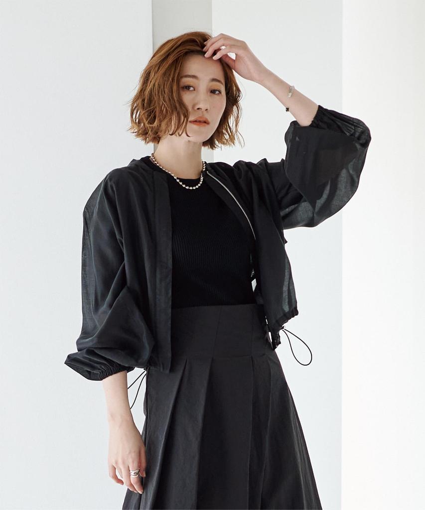 Ihre Kordelzug Transparente Blouson BDXN1767 S Schwarz