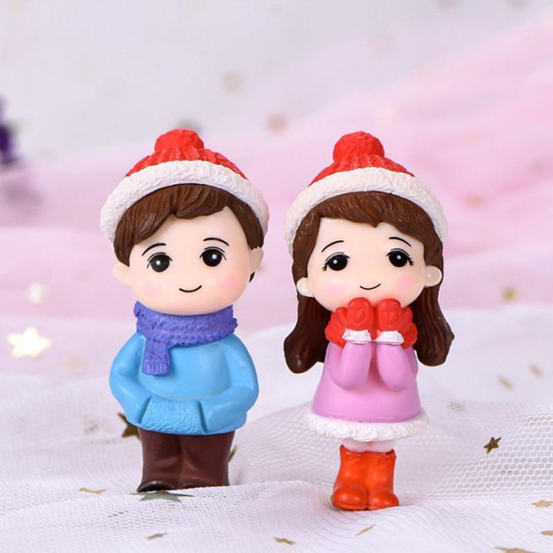 2Pcs/Set Mini Lovers Dolls Model Figures Micro Landscape Fairy Garden Figurine