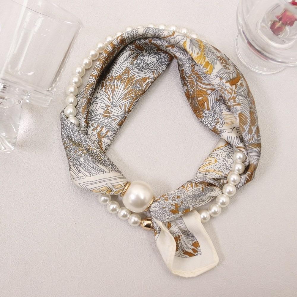 Multifunctional Square Silk Scarf Floral Print Neck Scarf Sun Protection Style B