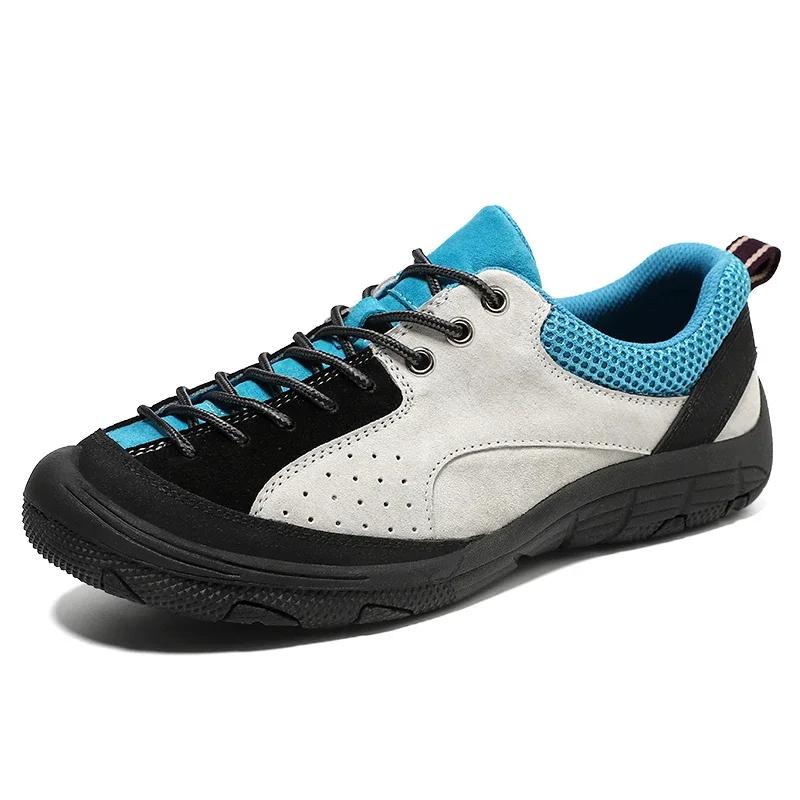 Fashion Men Outdoor Antiskid Sneakers Lightweight Breathable Lace-Up Running Tennis Shoe Comfortable Casual Hiking Shoes Plus Size 38-47