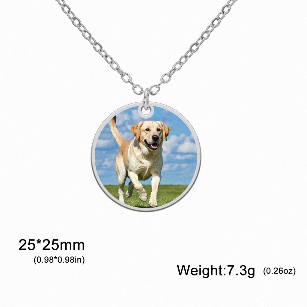 Collana Ciondolo Rotondo Cuore Rettangolo con Foto Personalizzata Acciaio Inossidabile Gioielli per Donna Uomo Famiglia Regalo di Compleanno