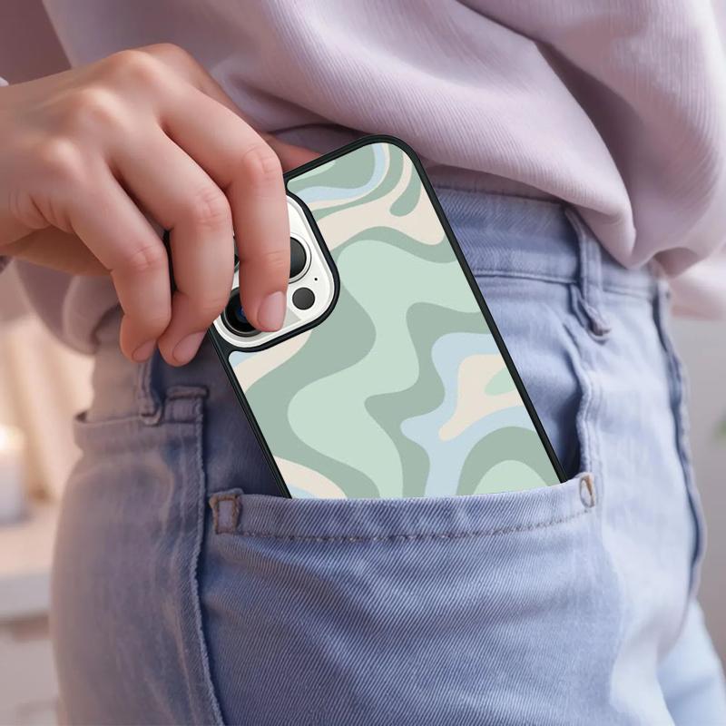 Liquid Swirl Abstract Beige Sage Green Phone Case For iPhone 17 Air 15 16e 14 13 Pro Max Coque 12 11 Pro Max PLUS cover