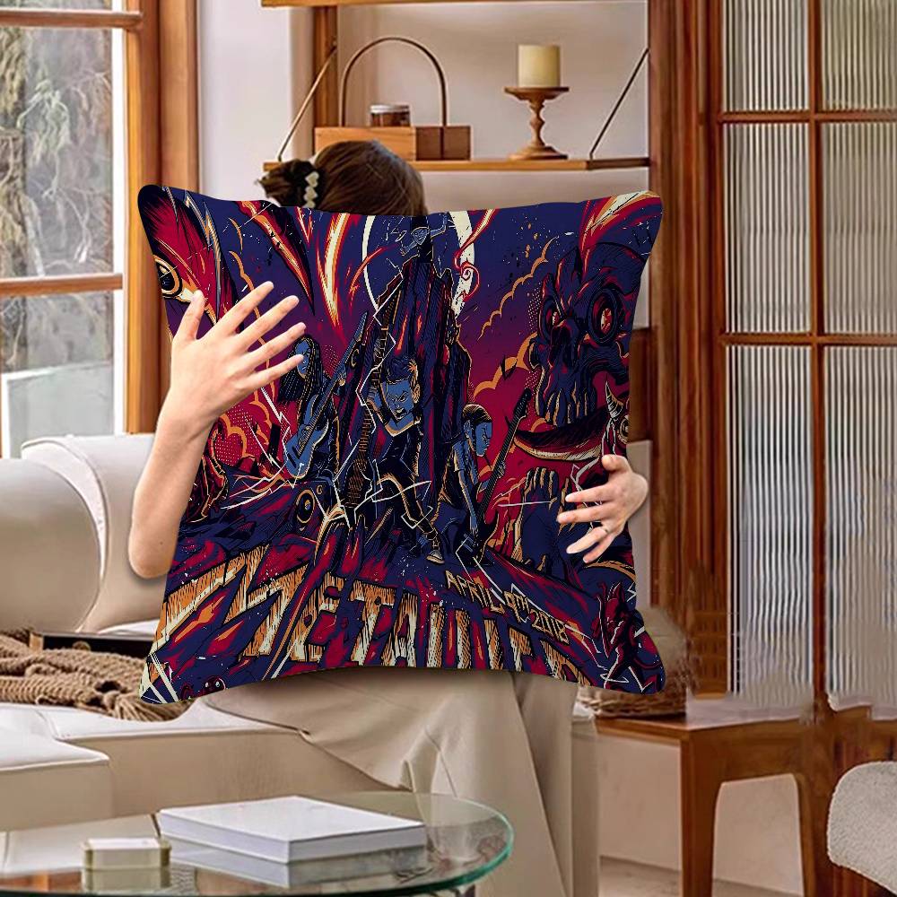 Band M-METALLICA Cool Office Cushion Pillowcase Car Cushion Cover45X45CM Lumbar Pillowcase Sofa Pillowcover