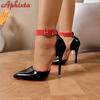 Aphixta 4.72 Inch Super High Stiletto Heels 2cm Crystals Belt Buckle Strap Moders Sandals Women Ankle-Wrap Shoes Plus Size 50