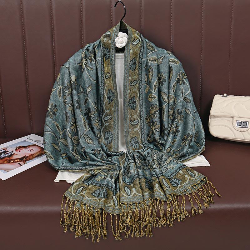 Paisley Pashmina Shawl Scarf Women Jacquard Cashew Printed Scarves Borders Female Tassel Travel Blanket Wraps Ethnic Shawls