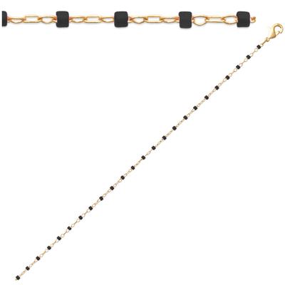 [R1096] - Gold Plated Bracelet 'Boho' Black Gold - 18 Cm - 1 Mm