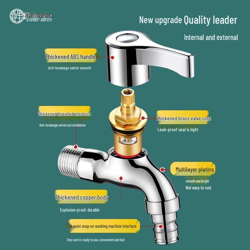 LINGJULI Vollkupfer Einzelkalt Wandmontierter Waschmaschinenhahn