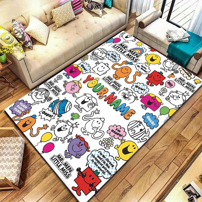 Mr. Men Little Miss Custom Name Carpet Rug for Living Room Bedroom Home Sofa Decoration,Kids play Non-slip Floor Mat