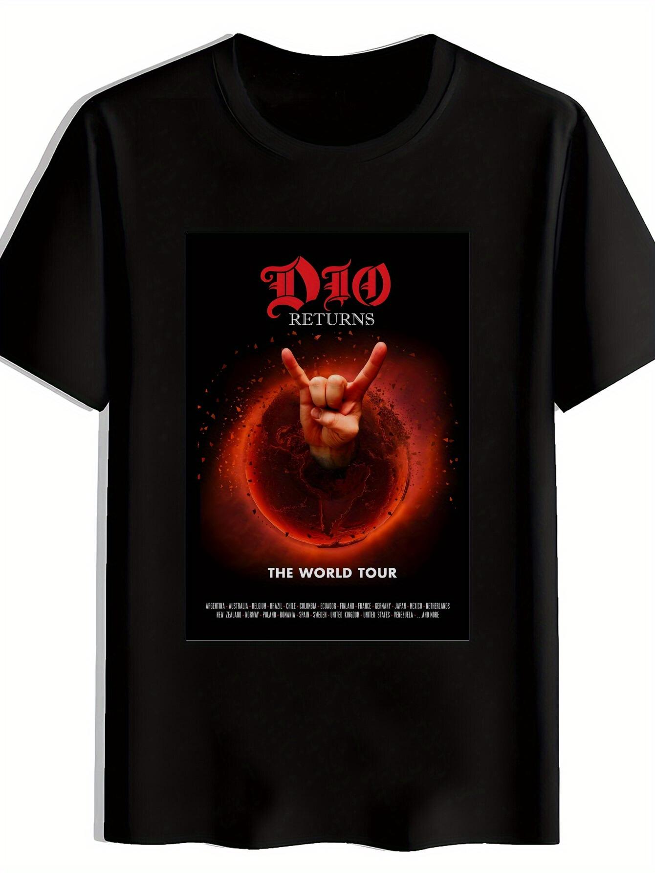 Black T-shirt with Vintage Rock Band Graphic - Dio Returns World Tour Design XXXL