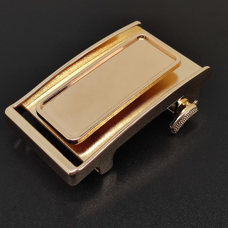 Men s High-End Automatic Jade Inlaid Leather Buckle Belt Clip No Belt Strap