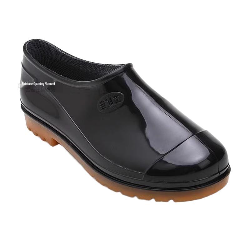 Men's Low-Cut Wear-Resistant Fashion Rain Boots: Non-Slip, Thickened Rubber Galoshes for Construction Sites