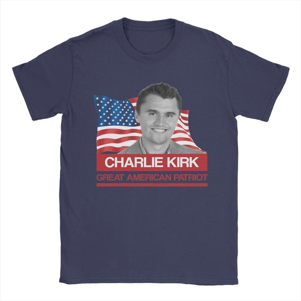Charlie Kirk T-Shirt für Herren 100% Baumwolle Lustige T-Shirts O-Ausschnitt T-Shirts Kurzarm Kleidung Grafik