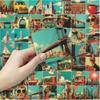 50 Autocollants Rétro Scenery de Villes Américaines pour Scrapbooks & Carnets