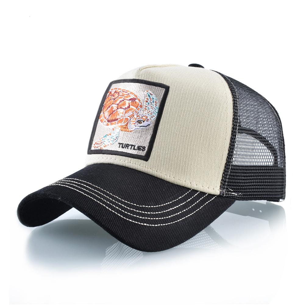 

Модные кепки дальнобойщика для мужчин и женщин, сетчатая бейсболка Snapback с нашивкой в ​​виде черепах, уличная пляжная повседневная четырехсезонная кепка с козырьком, хип-хоп 56-59cm