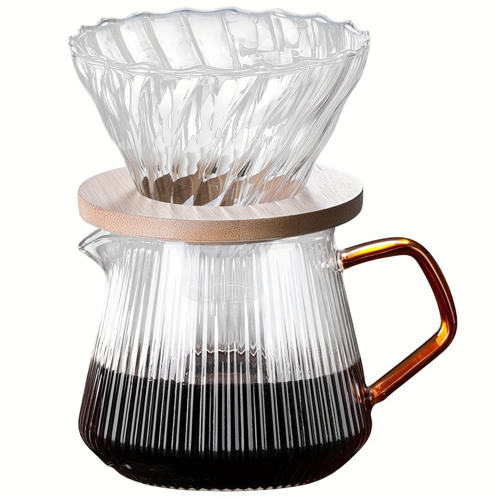 Pour Over Coffee Maker, 13oz / 20oz High Borosilicate Glass Carafe Coffee Server with Glass Coffee Dripper/Filter Set