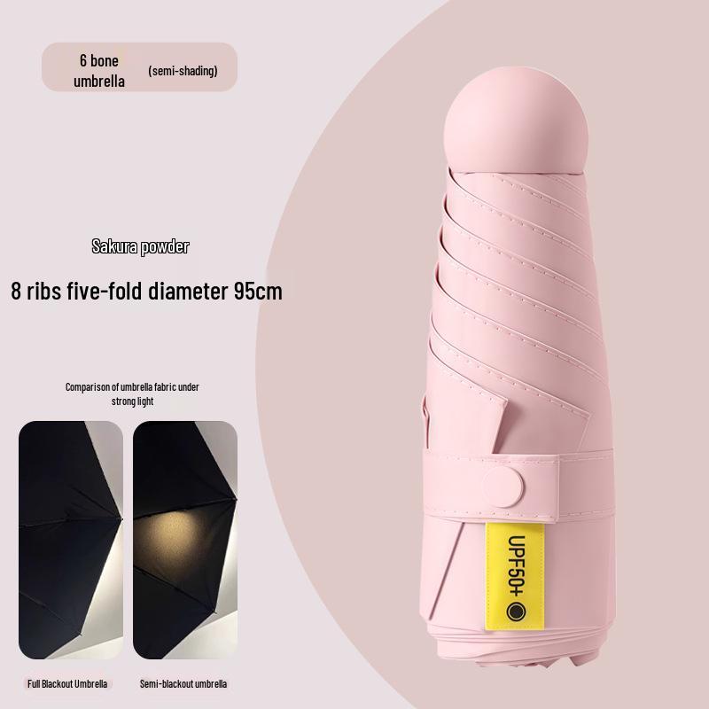 Mini Five-Fold UV Protection Sunscreen Umbrella: Portable and Dual-Use for Sun and Rain, Women's Sunshade Umbrella