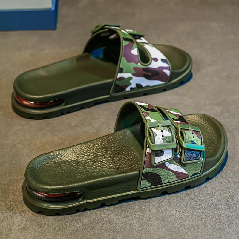 

Fashion Men s Camouflage Slippers Indoor and Outdoor Sandals Beach Comfortable Soft Thick Flip Flops Casual EVA Trendy Home Slippers 45 зелений