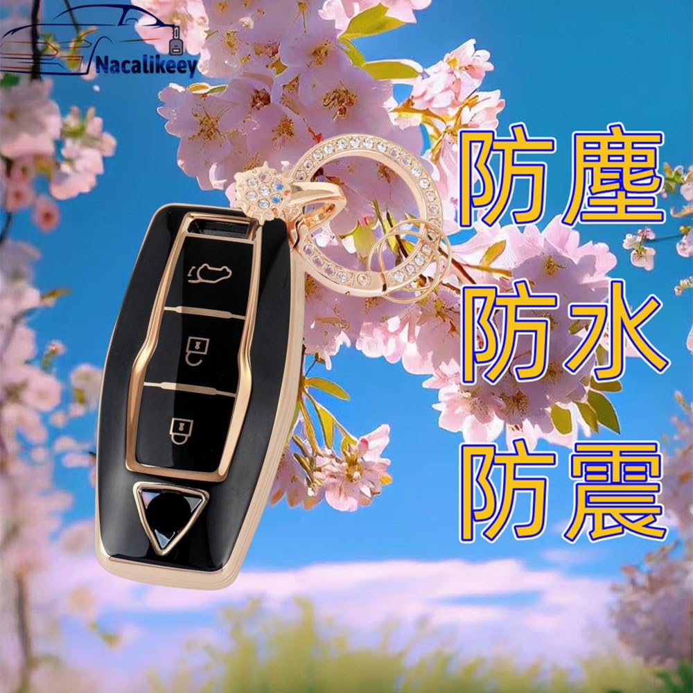 Nacalikeey Cute Key Case, Snow Key Holder, Key Case, Sparkle, Key Cover, Gorgeous Style, Black