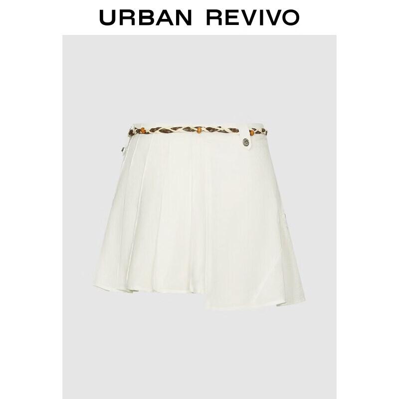 UR Women's Summer Pleated Mini Skirt with Braided Belt