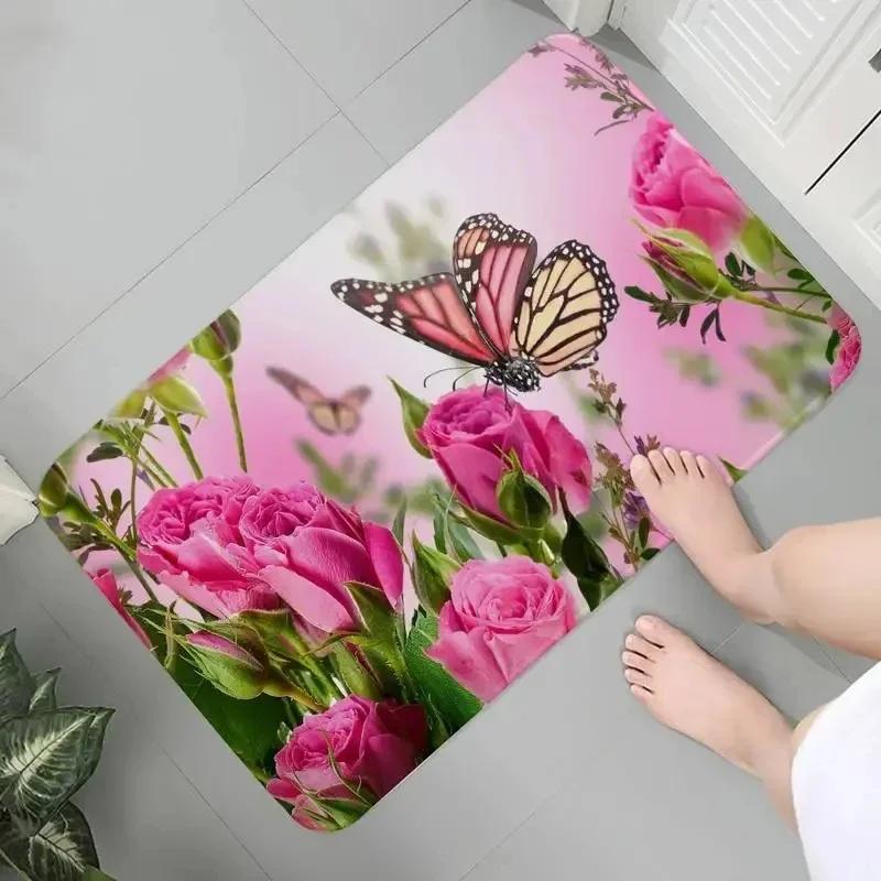 Flower Mat Pastoral 3D Door Floor Rug Anti-slip Home Hallway Bedroom Entrance Carpets Washable Bathroom Porch Decorative Doormat